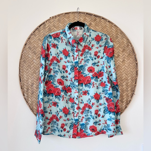 MSGM 100%‎ SILK GORGEOUS FLORAL BUTTON UP BLOUSE - MADE IN ITALY - Picture 5 of 14